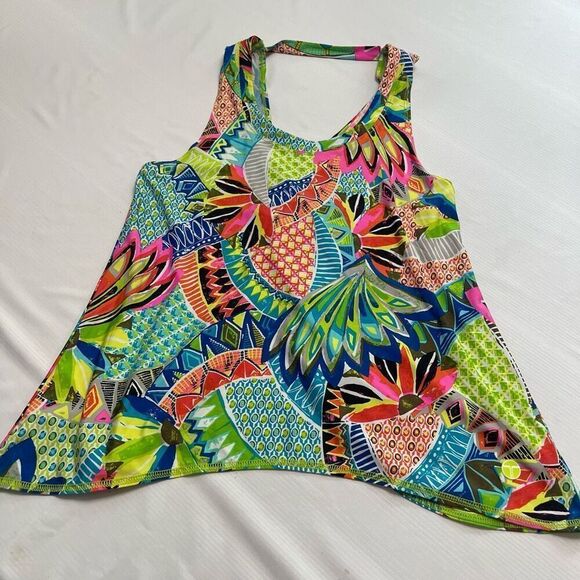 Trina Turk Bora Bora Drape Back Tank Top Size Medium - Picture 1 of 6